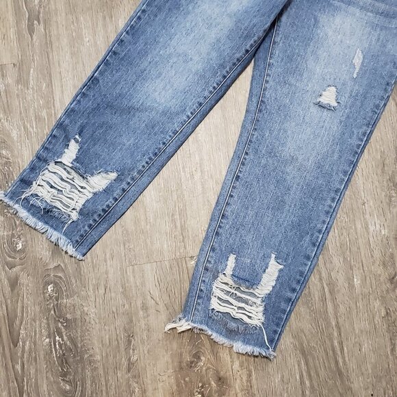 Uppertendom * Relaxed Light Wash Destroyed Jeans M - Picture 4 of 12